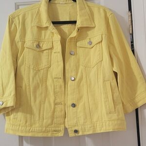 Women's Yellow Denim Jacket - Classic Button-Front Jean Jacket